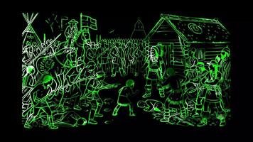 Glowing looping Columbus Day Depiction of indigenous resistance and exploitation. neon frame effect, black background. video