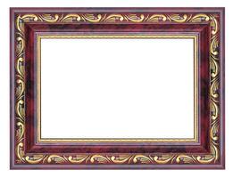 Purple picture frame with gilded pattern isolated on a white background photo