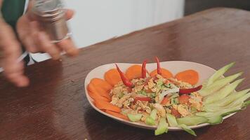 steaming mixed vegetables in the wok, asian style cooking vegetarian and healthy, selected focus, narrow depth of field video
