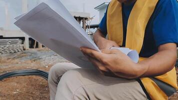 Construction worker, tablet and portrait of man with research and digital data for solar panel installation. Happy, engineer and male contractor with eco and energy project with tech and online plan video
