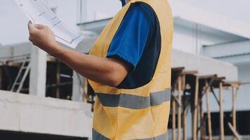 Construction worker, tablet and portrait of man with research and digital data for solar panel installation. Happy, engineer and male contractor with eco and energy project with tech and online plan video