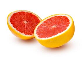 Two halves of grapefruit with shadows isolated on a white background photo