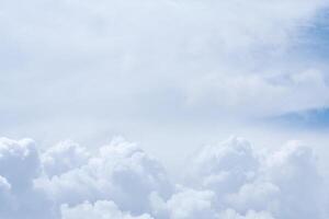 View on a gray cumulus fluffy clouds with copy space as background photo