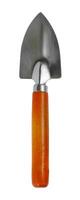 Small garden tool. Planting shovel with wooden handle isolated on a white background photo