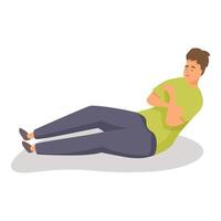 Young man doing sit ups, trying to get in shape vector