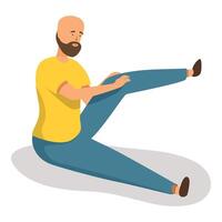 Young man stretching leg muscles during exercise routine vector