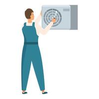 Technician is fixing an air conditioner using a screwdriver vector