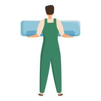 Technician installing air conditioner, repairman fixing climate control system vector