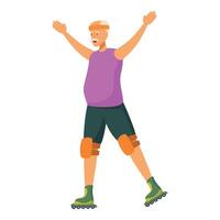 Senior man roller skating enjoying life with raised arms vector