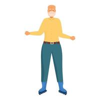Senior man enjoying roller skating maintaining active lifestyle vector