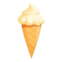 Vanilla ice cream cone melting on white background vector