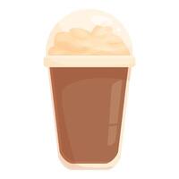 Plastic cup filled with coffee topped with whipped cream vector