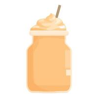 Creamy milkshake with whipped cream served in mason jar vector