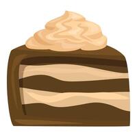 Chocolate cake slice with cream filling and frosting vector
