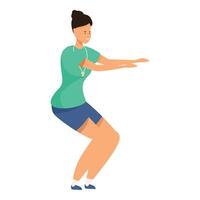 Female referee crouching and showing hand signals during match vector