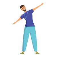 Sport coach blowing whistle and pointing with hand during training session vector
