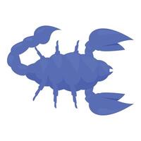 Blue scorpion spreading its claws and tail with stinger up in attacking position vector
