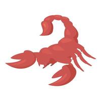 Red scorpion raising its claws and tail ready to attack vector
