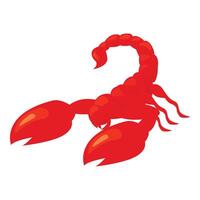 Red scorpion standing on white background showing claws vector
