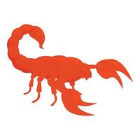 Red scorpion raising claws and tail in attacking position vector