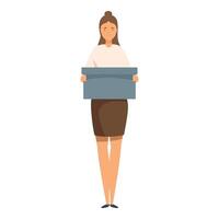 Office worker holding box leaving job after being fired vector