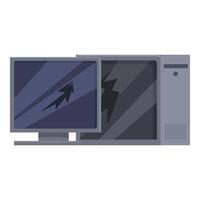 Broken computer screen showing damage from virus or physical impact vector