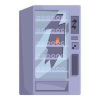 Broken vending machine with cracked glass standing on white background vector