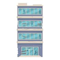 Abandoned office building with broken windows showing urban decay vector
