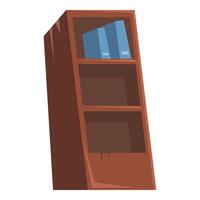 Wooden bookcase standing with two files on shelf vector
