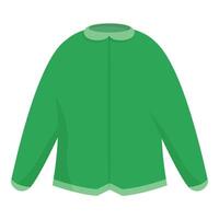 Green warm jacket with zipper and collar for cold weather vector