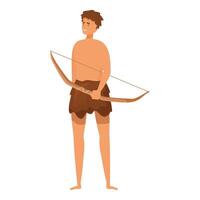 Smiling primitive man from stone age holding bow and arrow vector