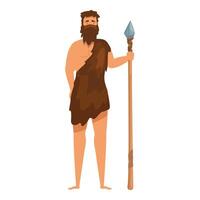 Primitive man from prehistoric period standing with a spear in his hand vector