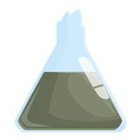 Broken conical flask containing a green liquid for an experiment vector