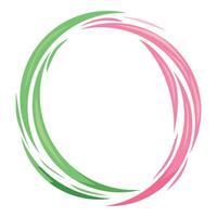 Pink and green brush stroke forming abstract circle design element vector
