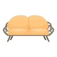 Comfortable sofa with soft pillows standing on curved legs vector