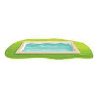 Rectangular swimming pool surrounded by green grass vector