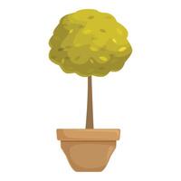 Small round bush with green leaves growing in pot vector