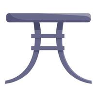 Modern round table with wooden top standing on two curved legs vector