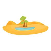 Small oasis with palm trees growing in the desert vector