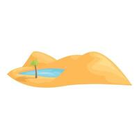Oasis with palm tree growing in desert landscape vector
