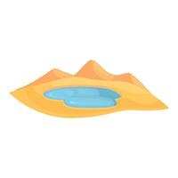 Small water oasis surrounded by sand dunes in a desert vector