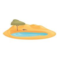 Small lake creating oasis in the middle of desert landscape vector