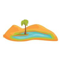 Oasis with palm tree growing on sandy ground in desert vector