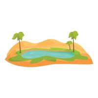 Oasis with palm trees growing on sand dunes in desert vector