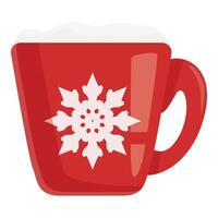 Red christmas mug with snowflake standing on white background vector