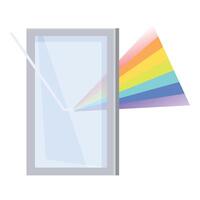 Light beam passing through prism creating rainbow effect illustration vector