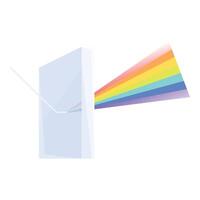 Light beam passing through triangular prism creating colorful rainbow spectrum vector