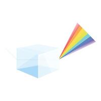 Light beam passing through prism creating rainbow effect vector
