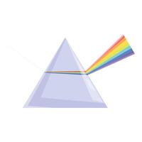 Triangular prism dispersing white light beam into rainbow spectrum vector