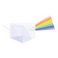 Light beam refracting through glass cube creating rainbow prism effect vector